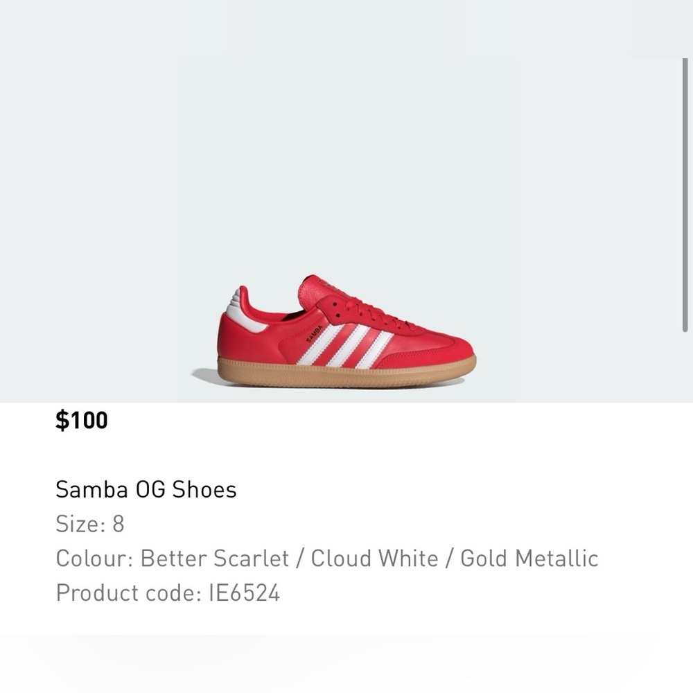 Adidas Samba OG Scarlet Red Shoes - Picture 2 of 8
